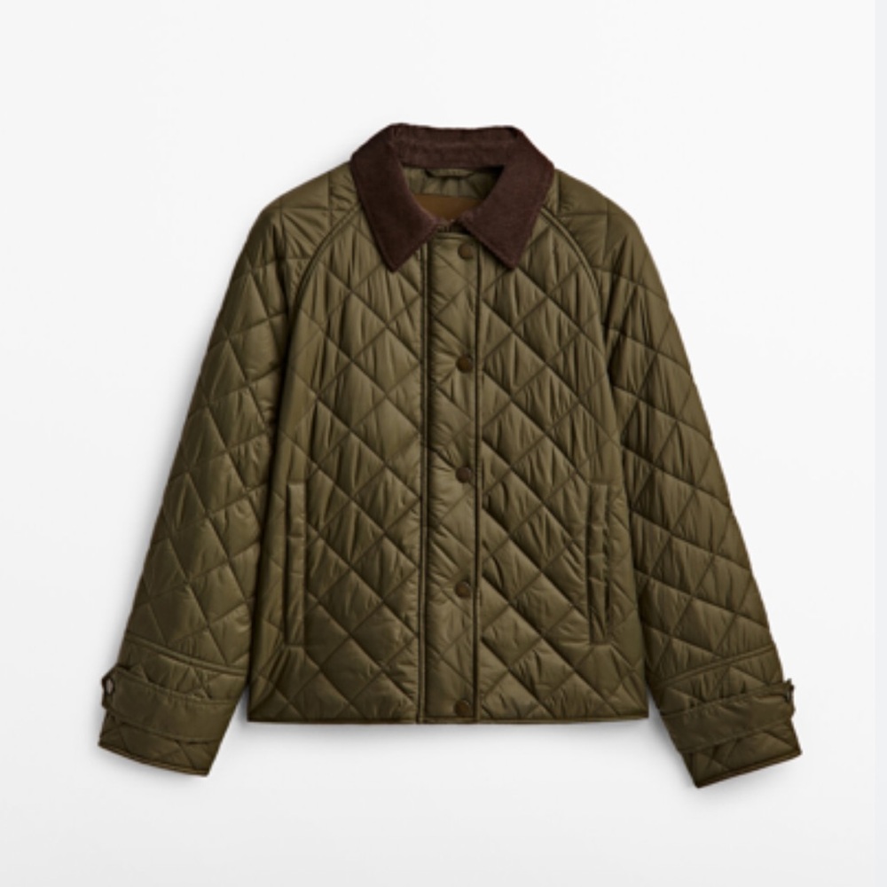 QUILTED JACKET WITH CORDUROY COLLAR